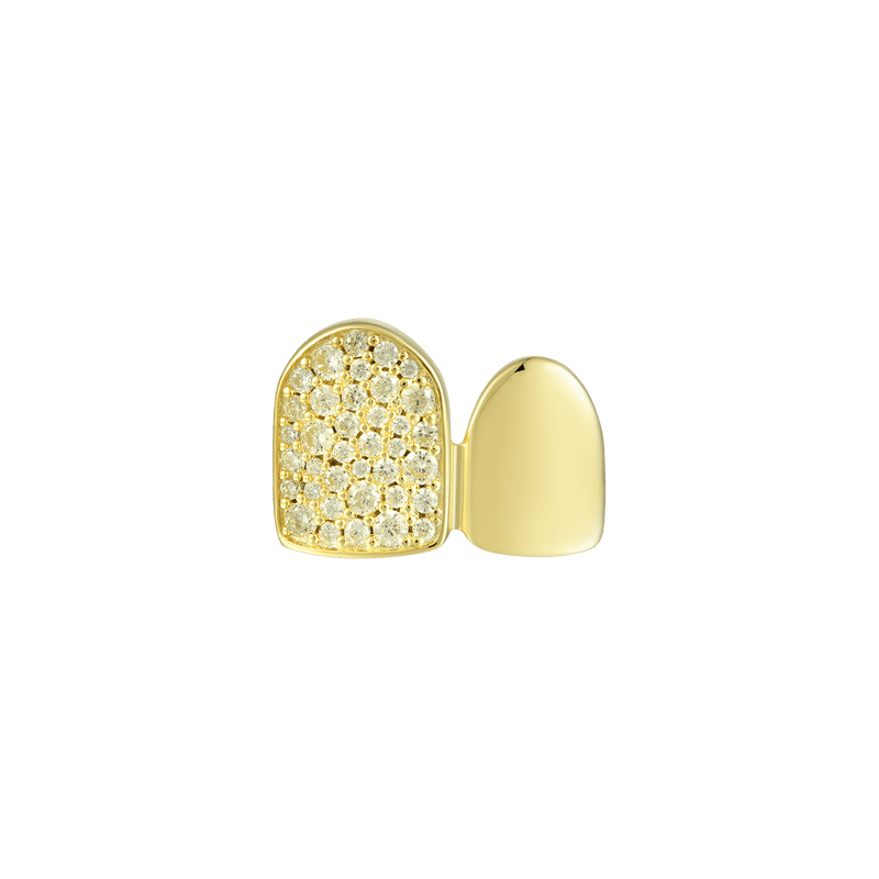 Pre-made Double Yellow White Irregular Shape Diamond Grillz - APORRO