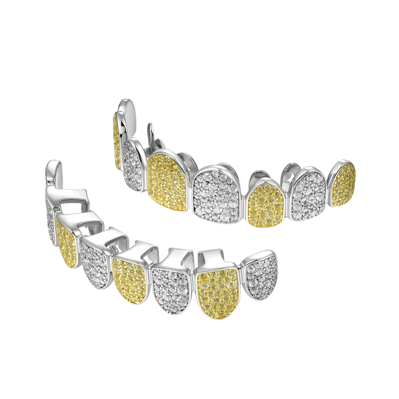 Pre-made Yellow White Irregular Shape Diamond Grillz - APORRO