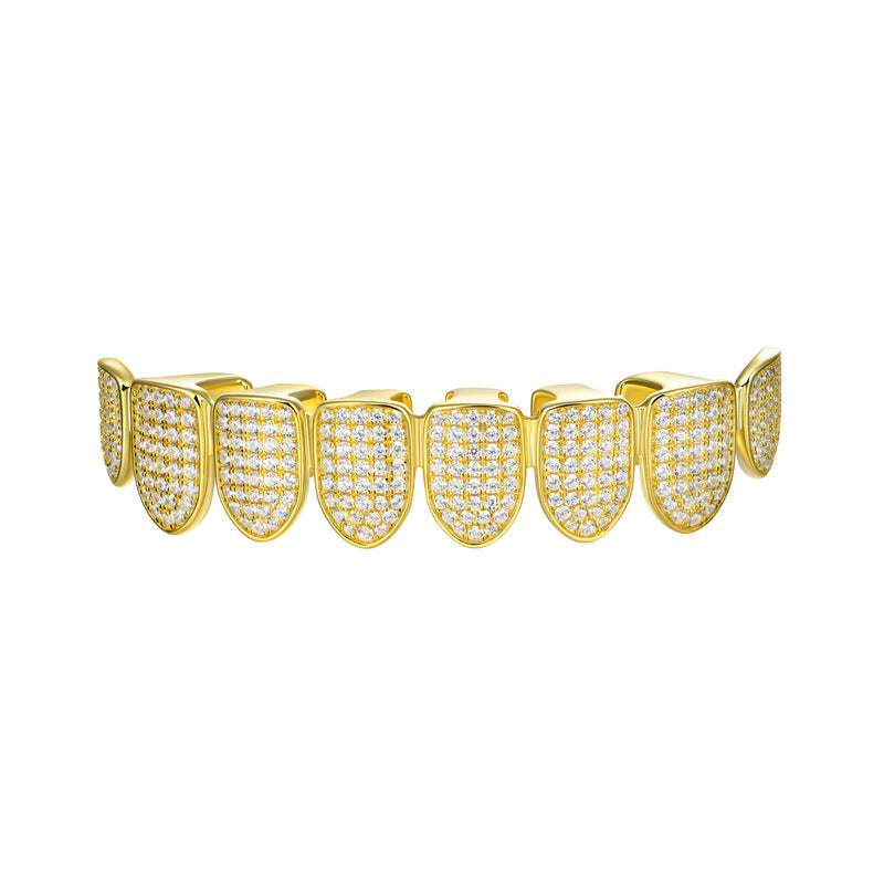 Pre-made Iced White Gold Grillz - Silver Grillz Teeth For Men & Women - APORRO