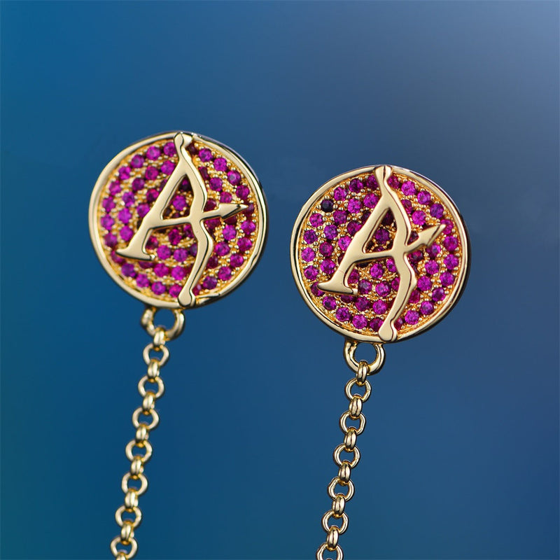 14K Gold Iced Out Double Happiness Earrings - Hip Hop Jewelry - APORRO