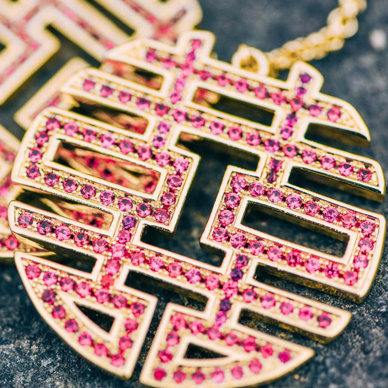 14K Gold Iced Out Double Happiness Earrings - Hip Hop Jewelry - APORRO