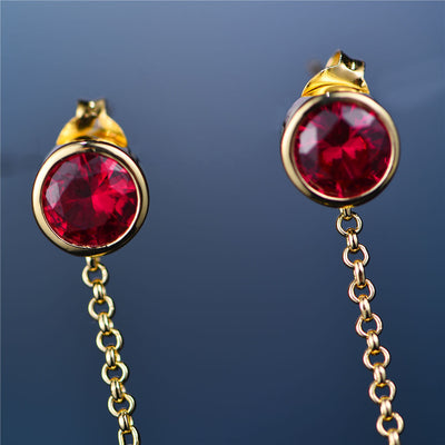 S925 Red Iced Skull Earrings