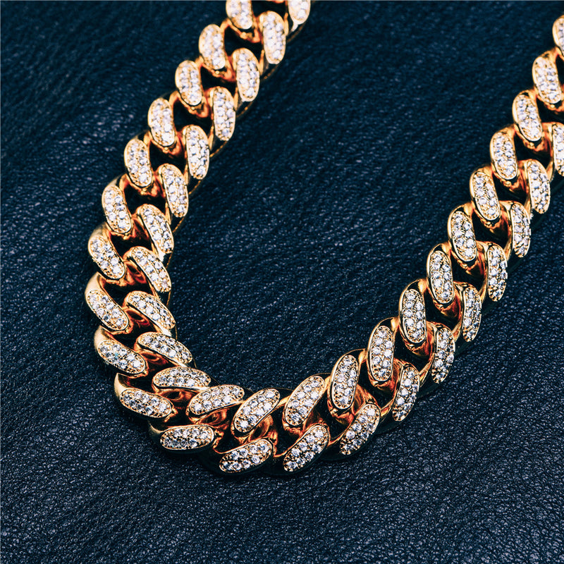 12mm 14K Gold Iced Out Cuban Chain - Rapper Chains - Aporro Jewelry - APORRO