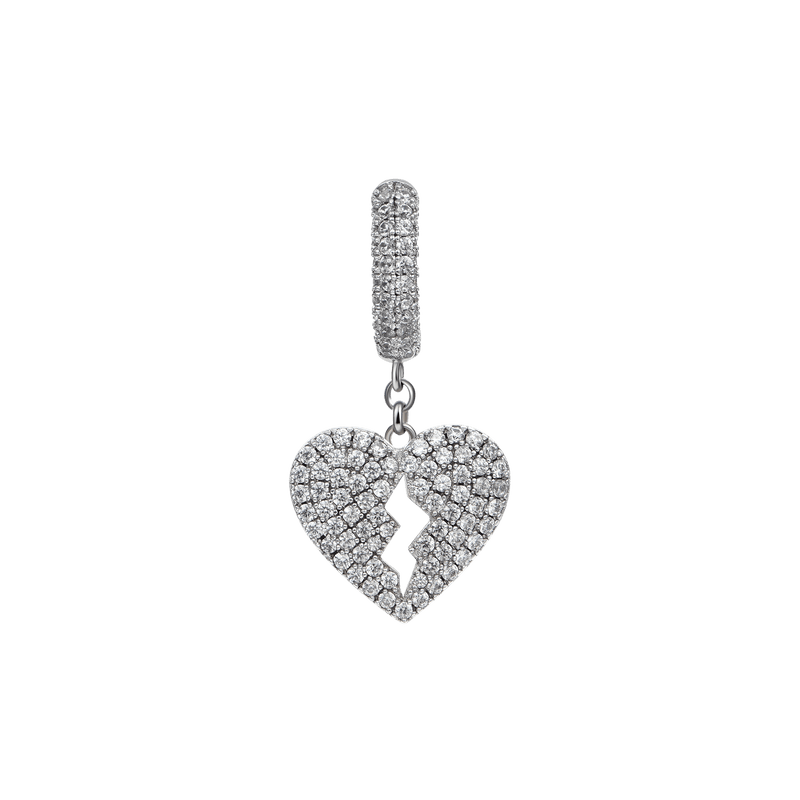 Broken Heart Earring - Men & women's sterling silver dangly earring - APORRO