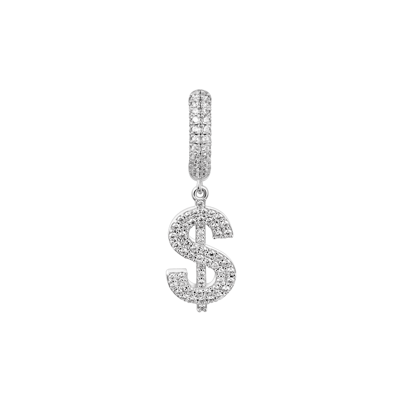 Dollar Sign Earrings - 925 Silver dangly earrings for Men & Women - APORRO