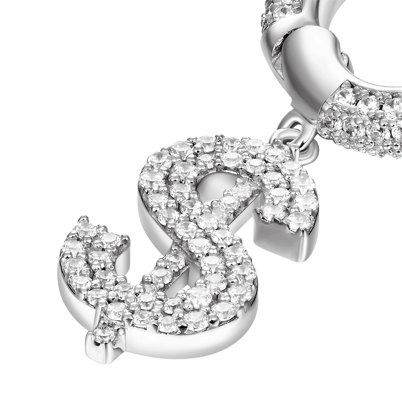 Dollar Sign Earrings - 925 Silver dangly earrings for Men & Women - APORRO