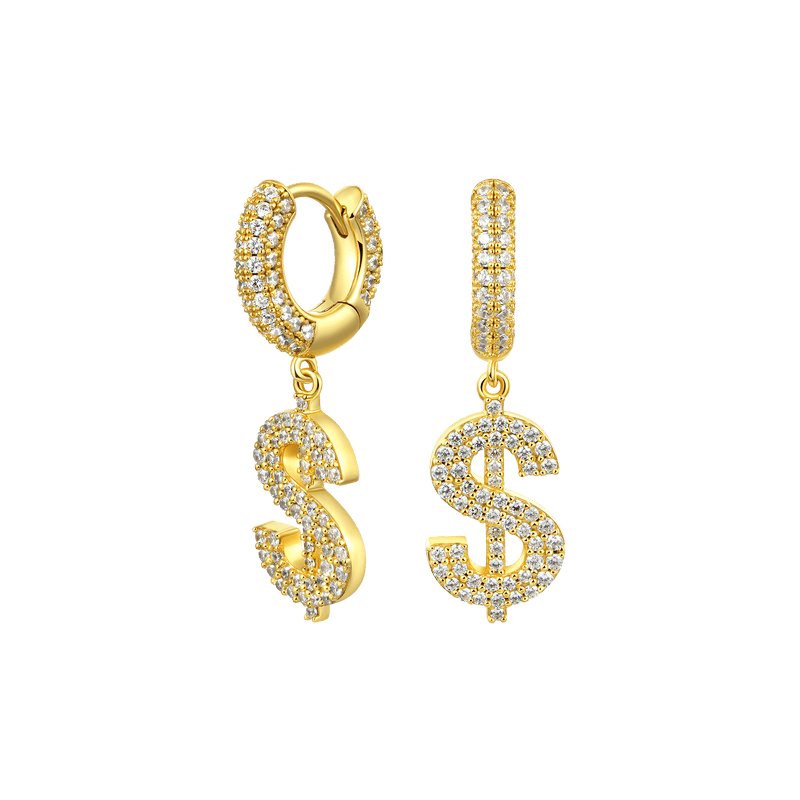 Dollar Sign Earrings - 925 Silver dangly earrings for Men & Women - APORRO