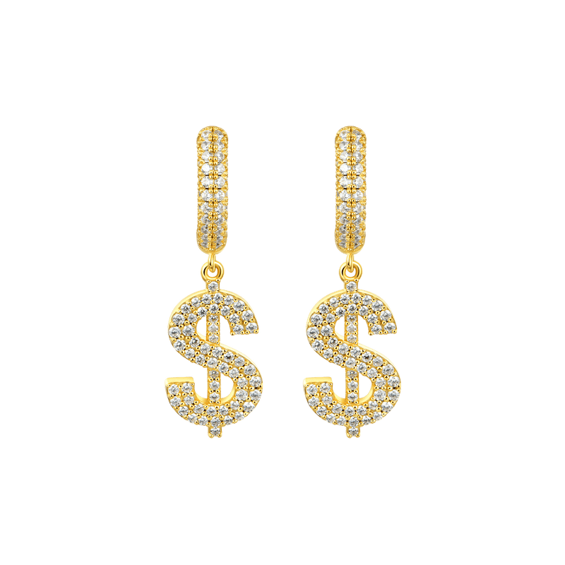 Dollar Sign Earrings - 925 Silver dangly earrings for Men & Women - APORRO