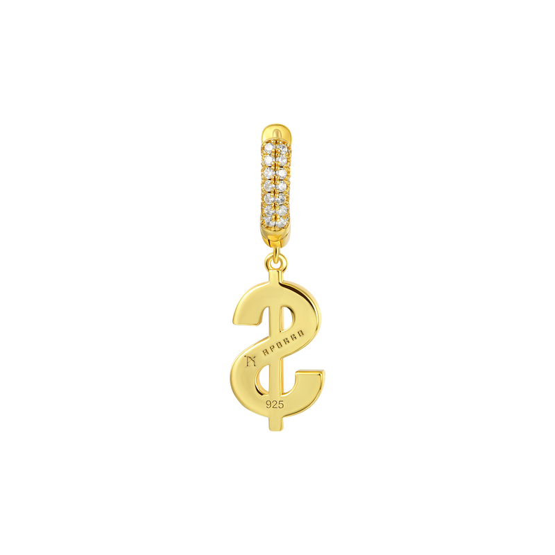 Dollar Sign Earrings - 925 Silver dangly earrings for Men & Women - APORRO