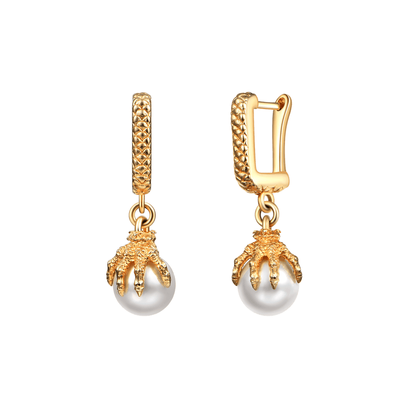 WONG Dragon Claw Pearl Dangly Earrings - Dangly Earring For Men & Women - APORRO
