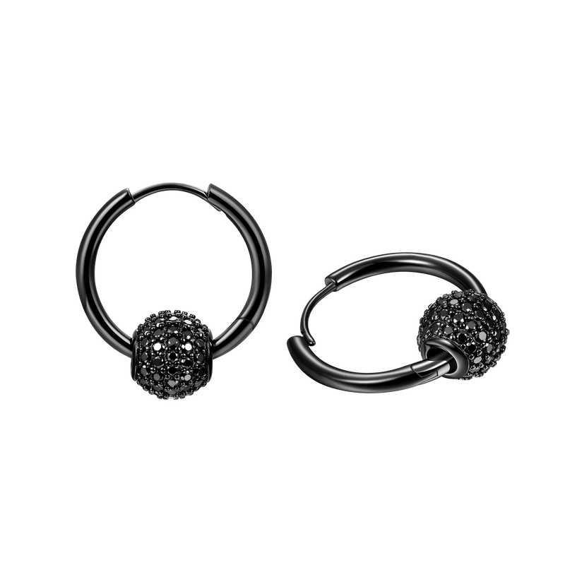 BLACK Moissanite Hoop Earrings for men - APORRO