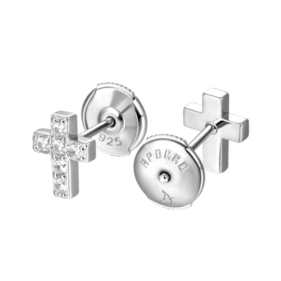 S925 Eternal Cross Stud Earring