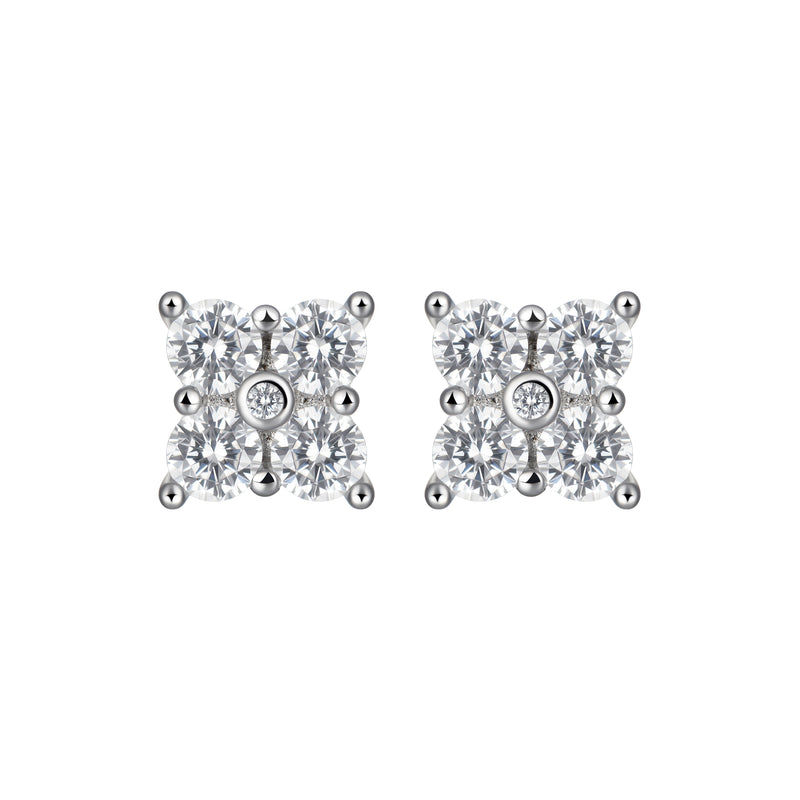 Round Flower Stud Earrings - sterling silver stud earring for him/her - APORRO