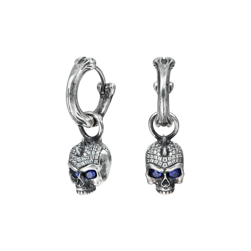 X Iced Skull Dangly Earring - Men's hanging earring - APORRO