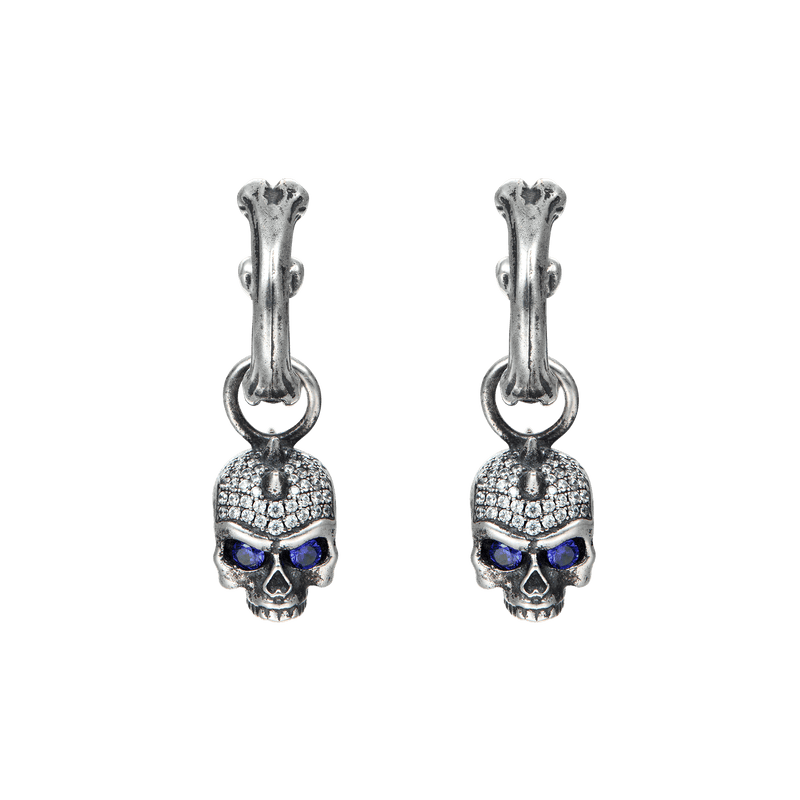 X Iced Skull Dangly Earring - Men's hanging earring - APORRO