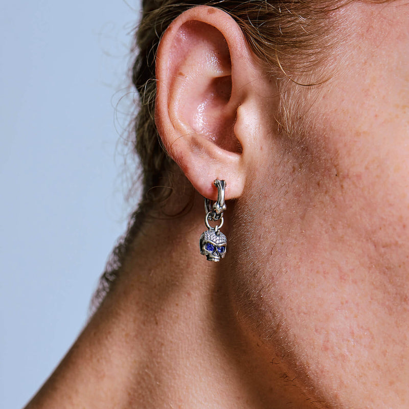 X Iced Skull Dangly Earring - Men's hanging earring - APORRO