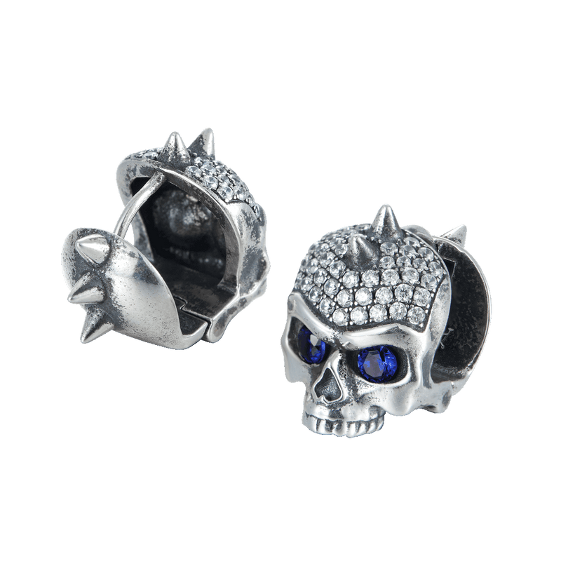 X Iced Skull Hoop Earring - Men's small hippop hoop earring - APORRO