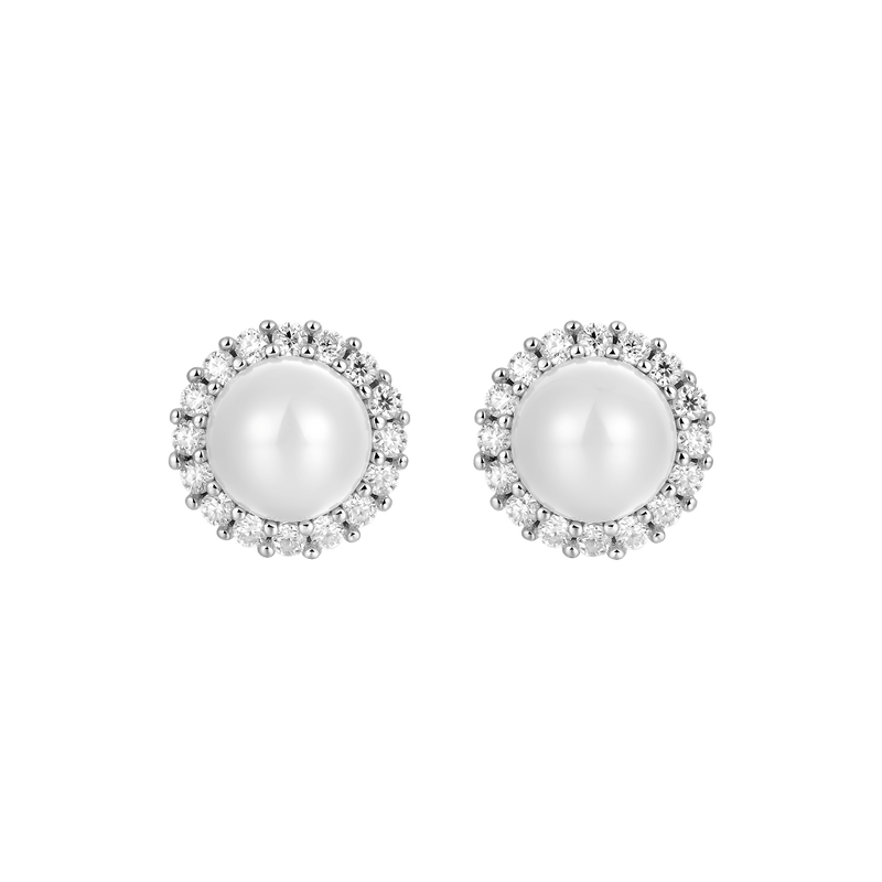 Moissanite White Pearl Stud Earring for men & women - APORRO