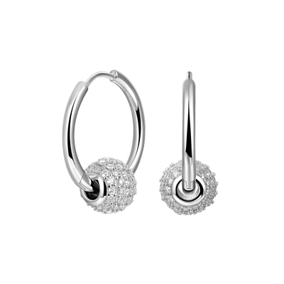 Moissanite S925 Ball Hoop Earrings - Pair