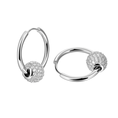 Moissanite S925 Ball Hoop Earrings - Pair