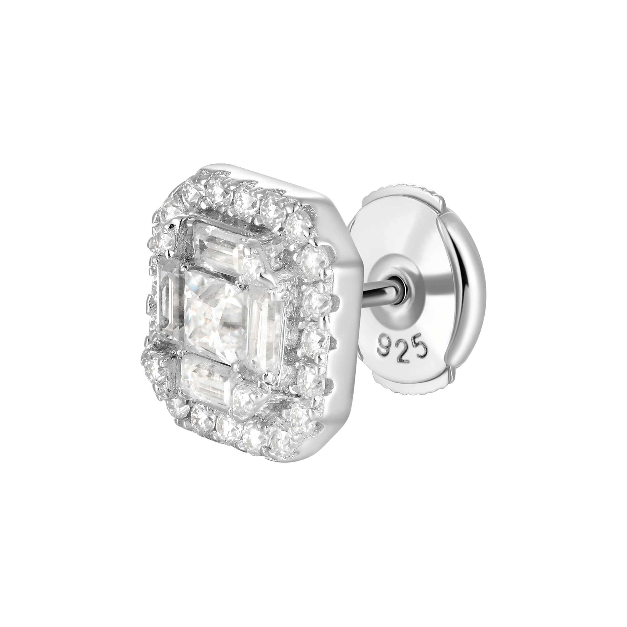 Moissanite Halo Stud Earring