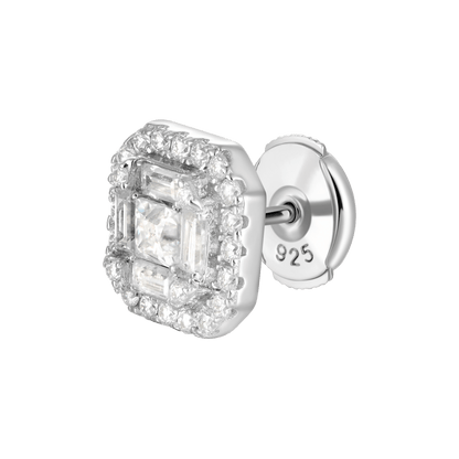 Moissanite Halo Stud Earring