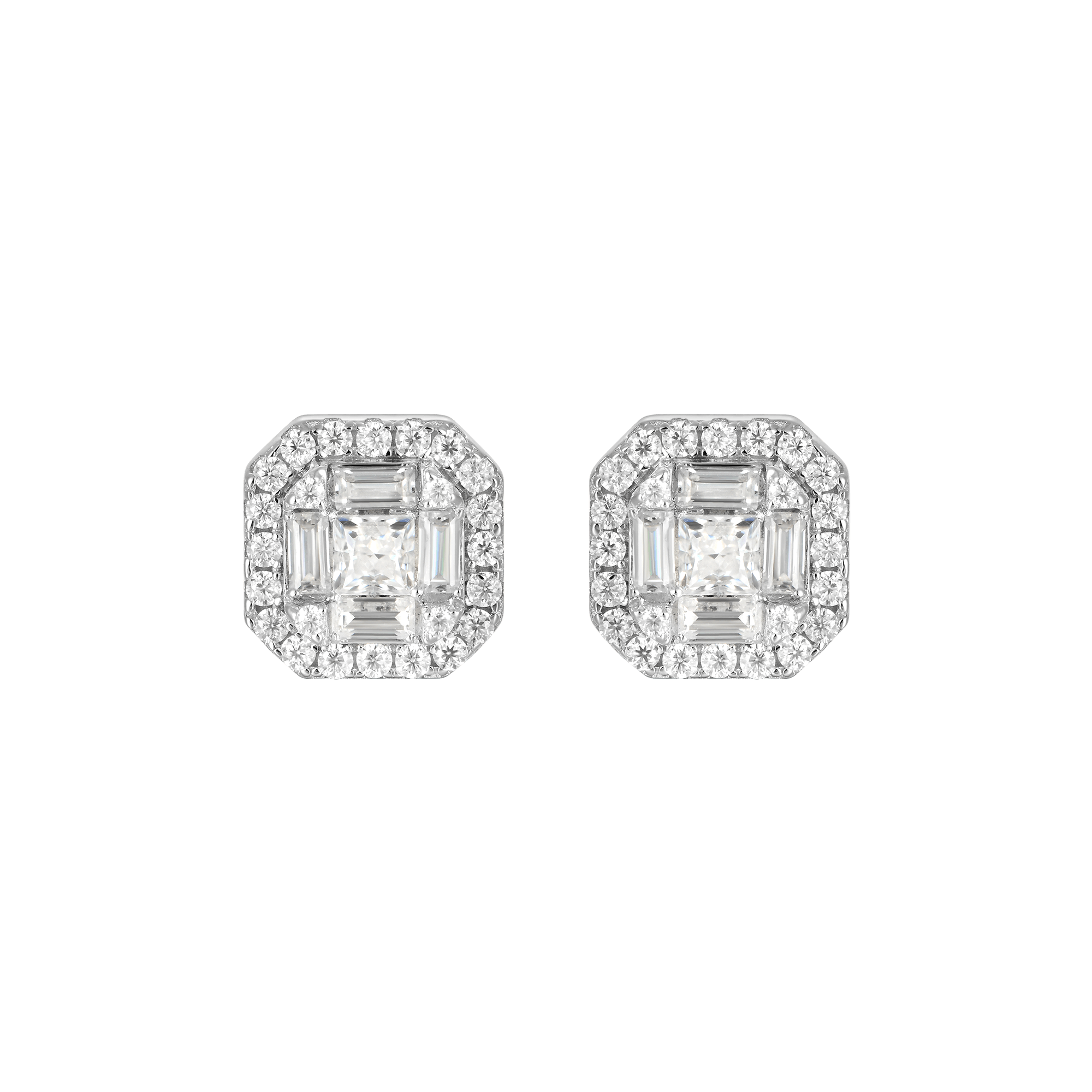 Moissanite Halo Stud Earring