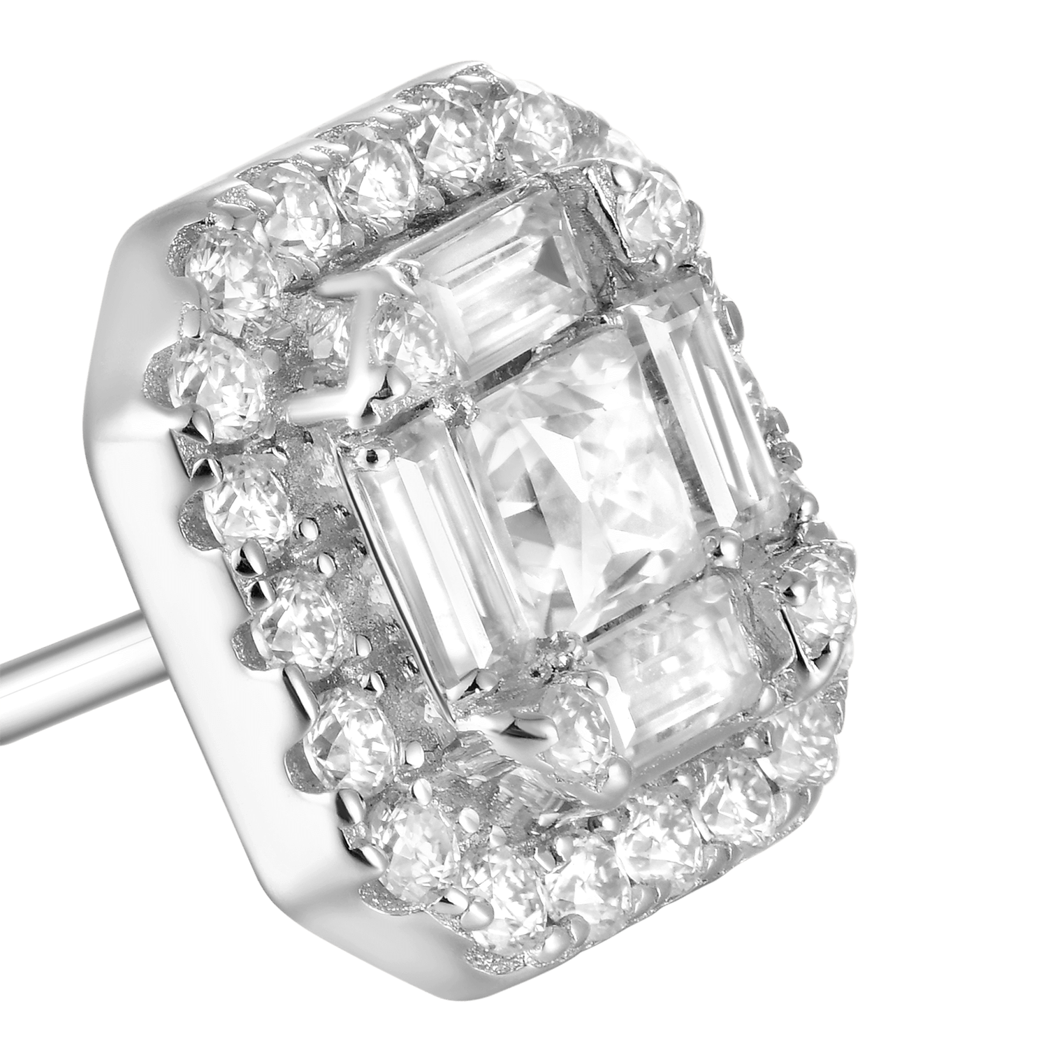 Moissanite Halo Stud Earring
