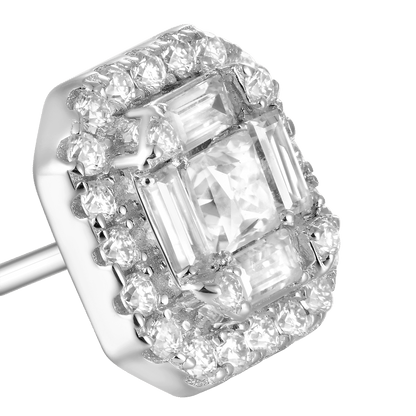 Moissanite Halo Stud Earring