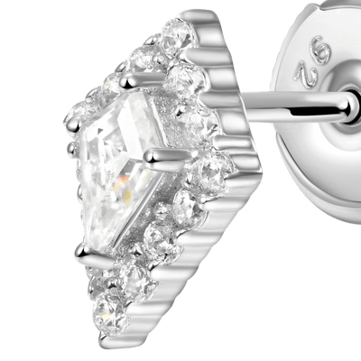 Moissanite S925 Halo Kite Stud Earrings - Single