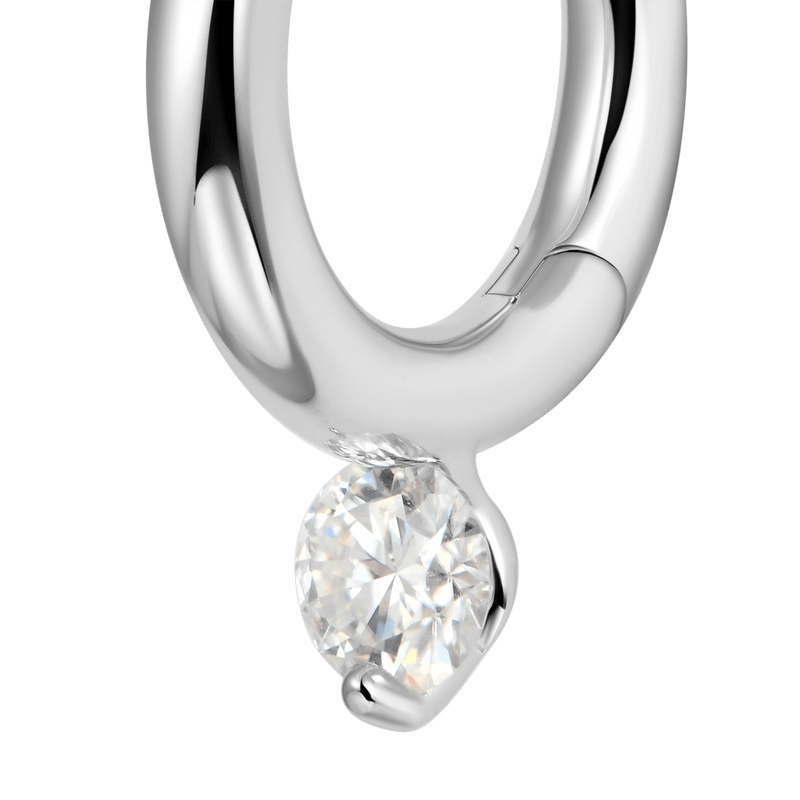Moissanite Solitaire Hoop Earrings - Men & Women's silver hoop earring - APORRO