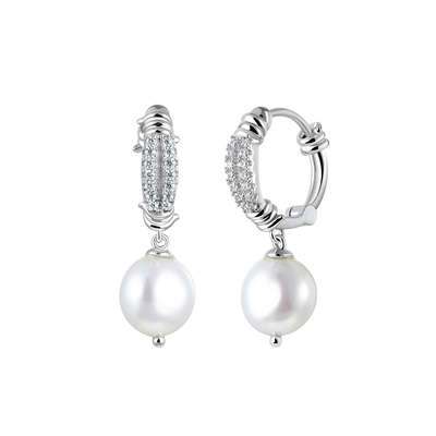 Single Barbed Wire Pearl Dangly Earring