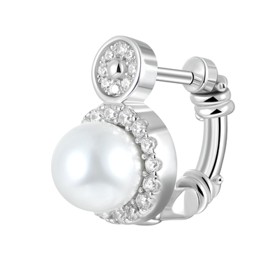 S925 Barbed Wire Pearl Hoop Earring
