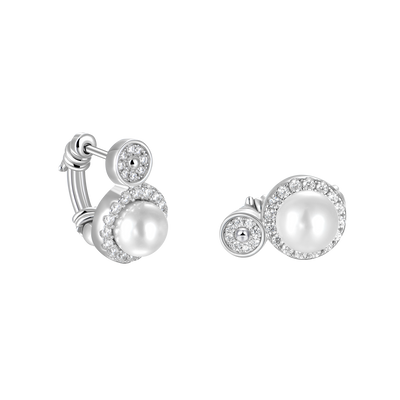 S925 Barbed Wire Pearl Hoop Earring