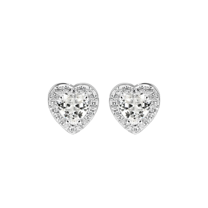 Moissanite Halo Heart Stud Earring