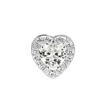 Moissanite Halo Heart Stud Earring
