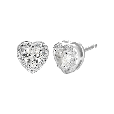 Moissanite S925 Halo Heart Stud Earring
