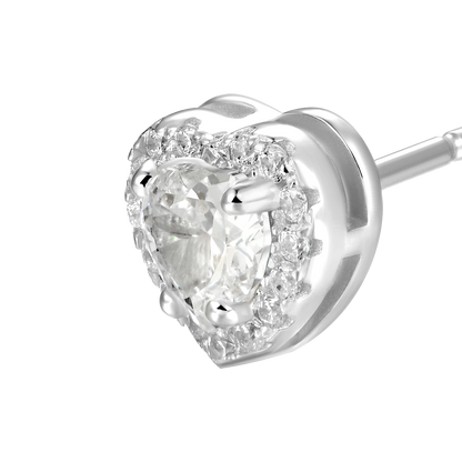 Moissanite Halo Heart Stud Earring