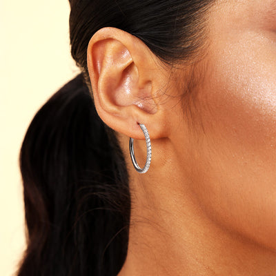 Moissanite S925 One Row Large Hoop Earring