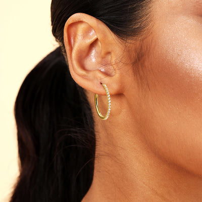 Moissanite S925 One Row Large Hoop Earring
