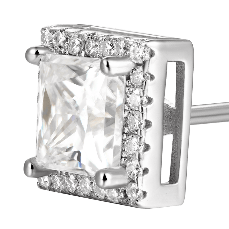 Halo Princess Cut Stud Earring - APORRO