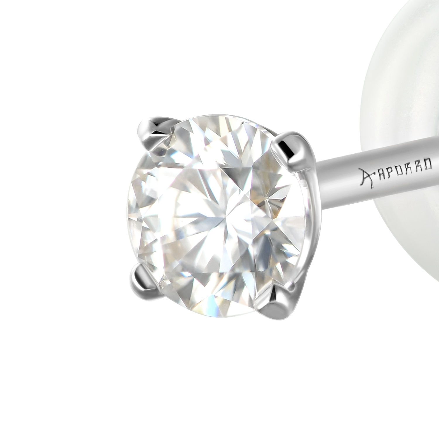 Solid Gold Round Diamond Stud Earrings - Pair