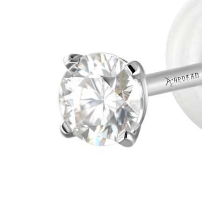 Solid Gold Round Diamond Stud Earrings - Pair
