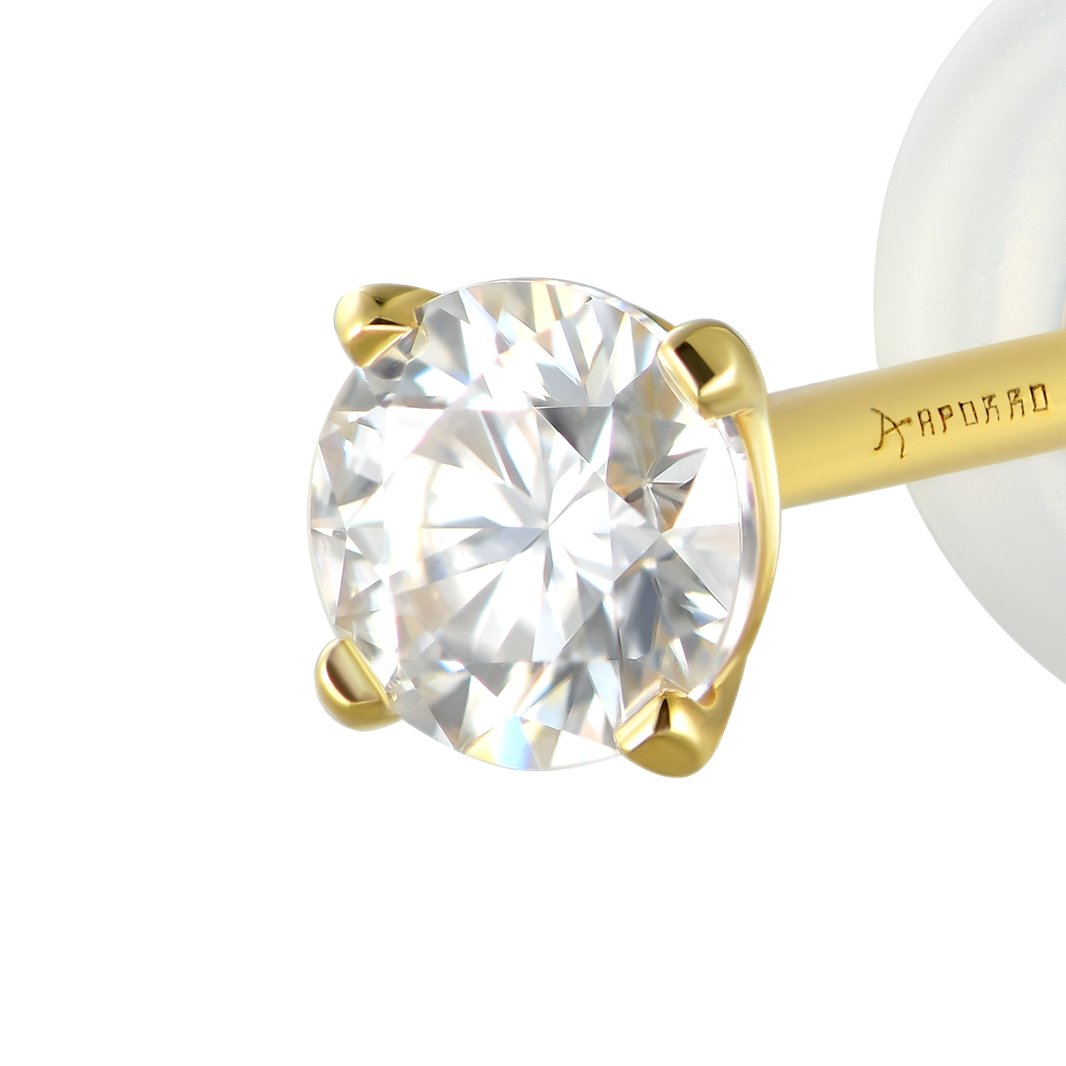 Solid Gold Round Diamond Stud Earrings - Pair