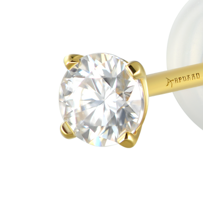 Solid Gold Round Diamond Stud Earrings - Pair