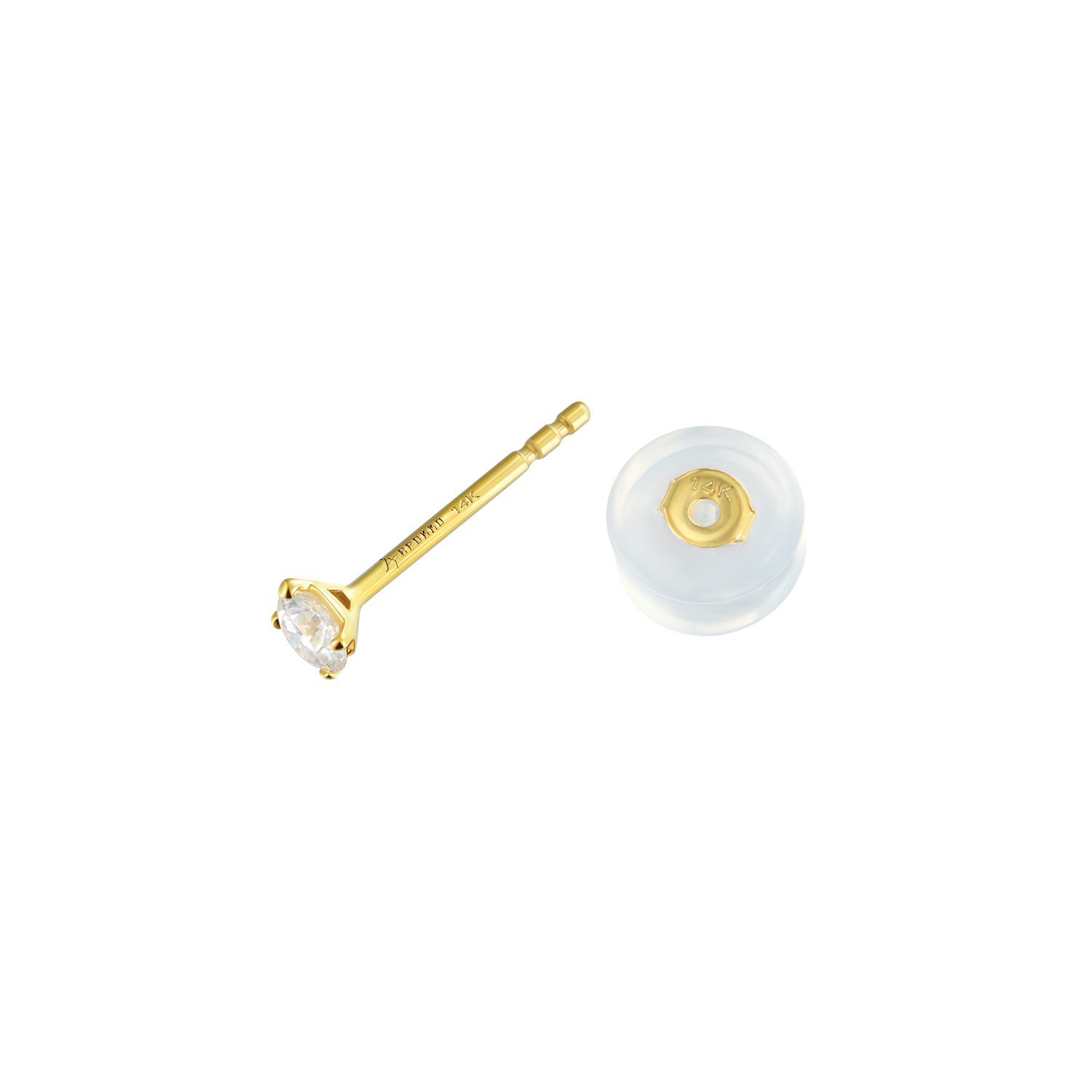 Solid Gold Round Diamond Stud Earrings - Pair