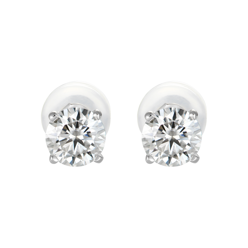 Solid Gold Round Diamond Stud Earrings - Pair - APORRO