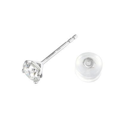 Solid Gold Round Diamond Stud Earrings - Pair