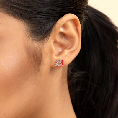 S925 Number 23 Stud Earring - Red