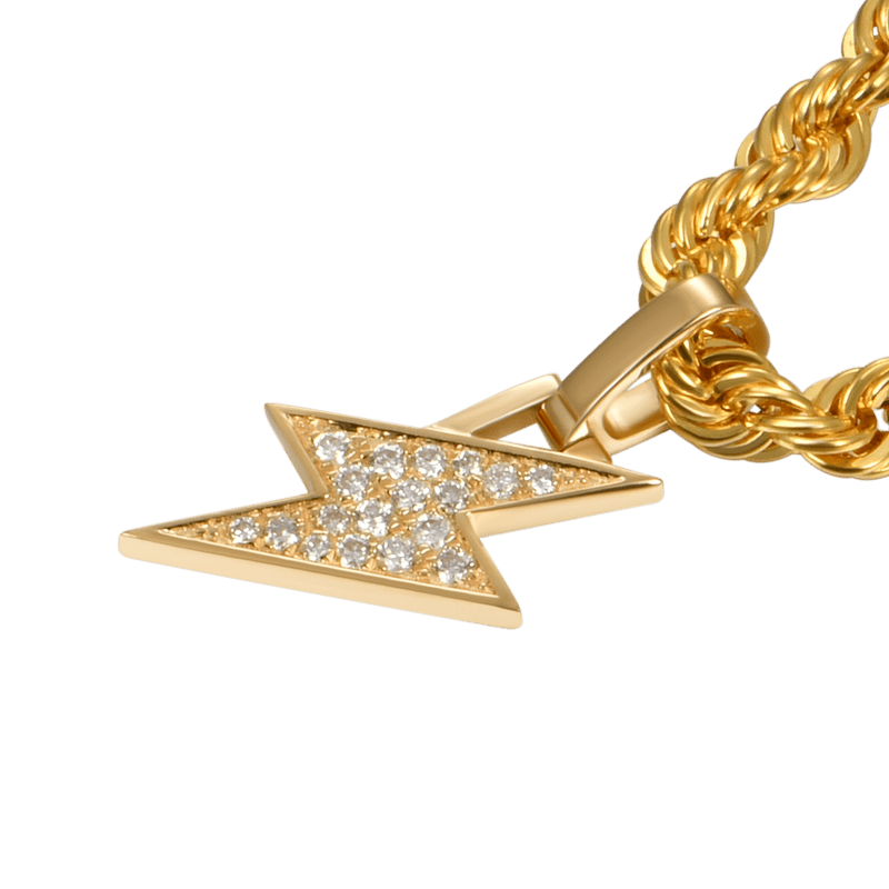 18K Solid Gold Diamond Lightning Pendant - Men's & Women's Jewelry - APORRO